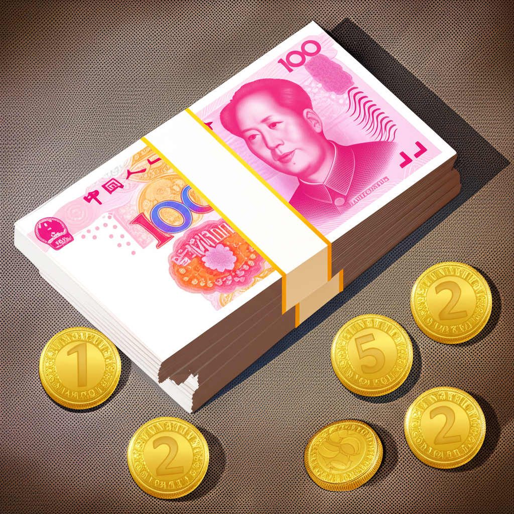一位西裝男子擔憂地看著數位股票圖表，代表貨幣波動與經濟憂慮。